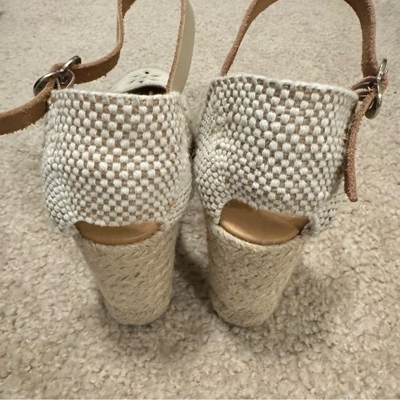 Maypol Textile Close Toe Ankle Strap Espadrille Wedge Sandals size 38 Cream - Picture 5 of 8